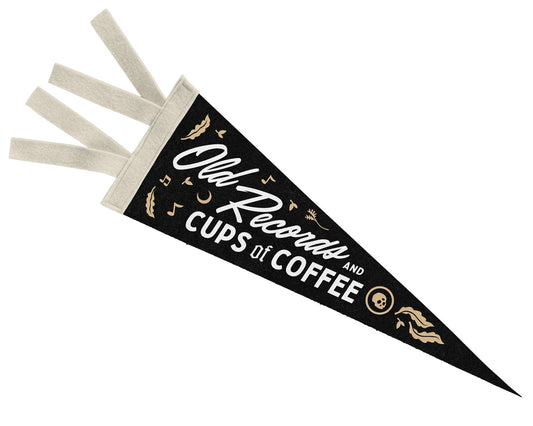 Old Records and Cups Of Coffee Pennant Flag